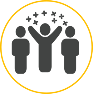 image representing LifeRing Meetings and Convenors Collaboration Team black and white with yellow circle