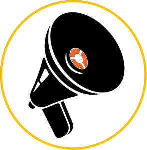 Image of megaphone representing LifeRing Outreach Team