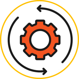 gear with arrows circling to represent LifeRing Web and Tech Team