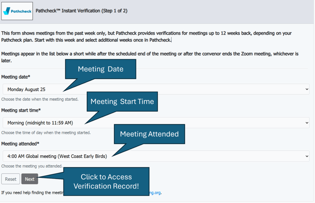 Image of LifeRing Instant Verification Form including callouts to support verification requestds