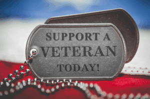 US Military tags reading: Support a Veteran Today used as an asset for LifeRing News Blog posted on Veterans Day 2025