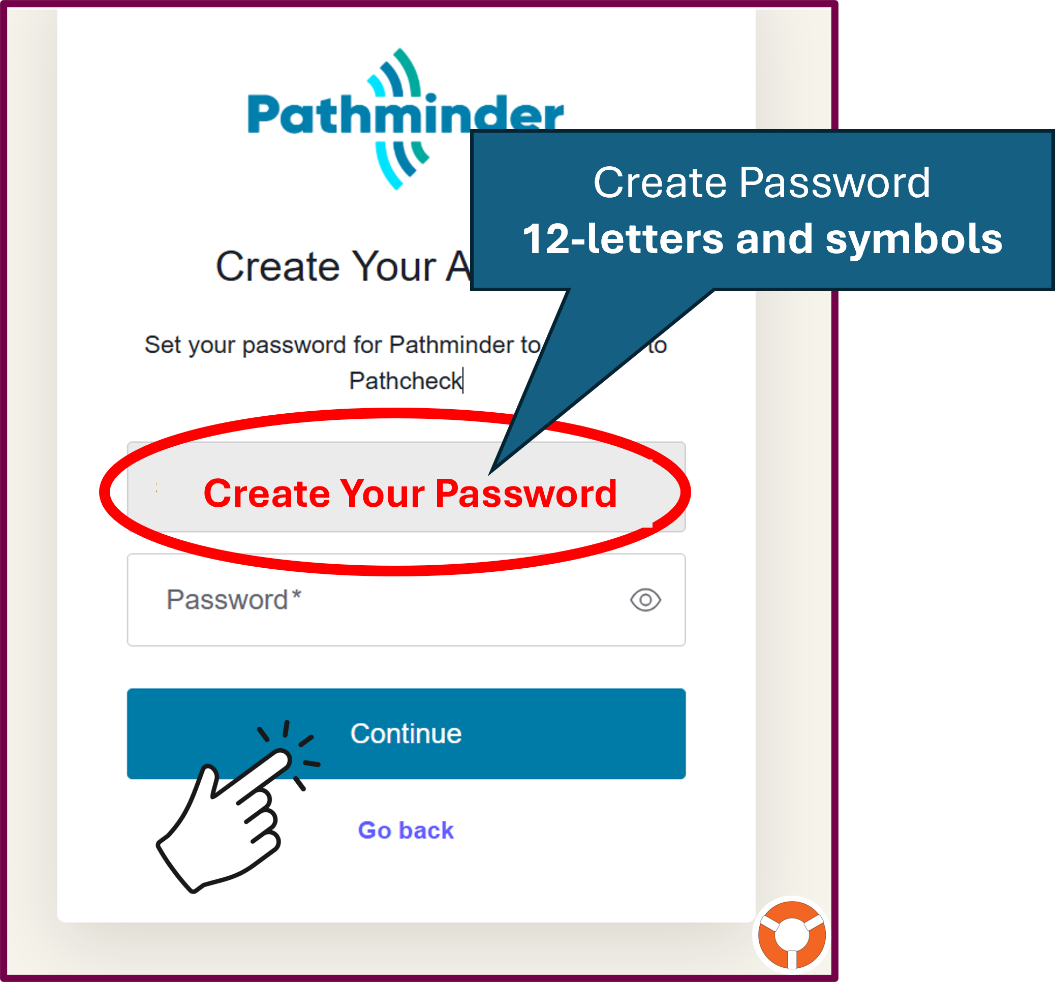 Create Account Password - LifeRing Secular Recovery LifeRing Verification Support | screenshot of password setup page
