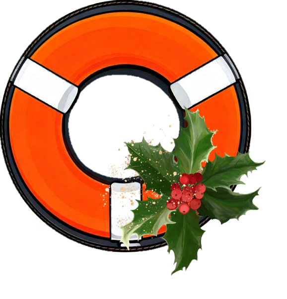 Image of LifeRing with sprig of holly making it appear a wreath