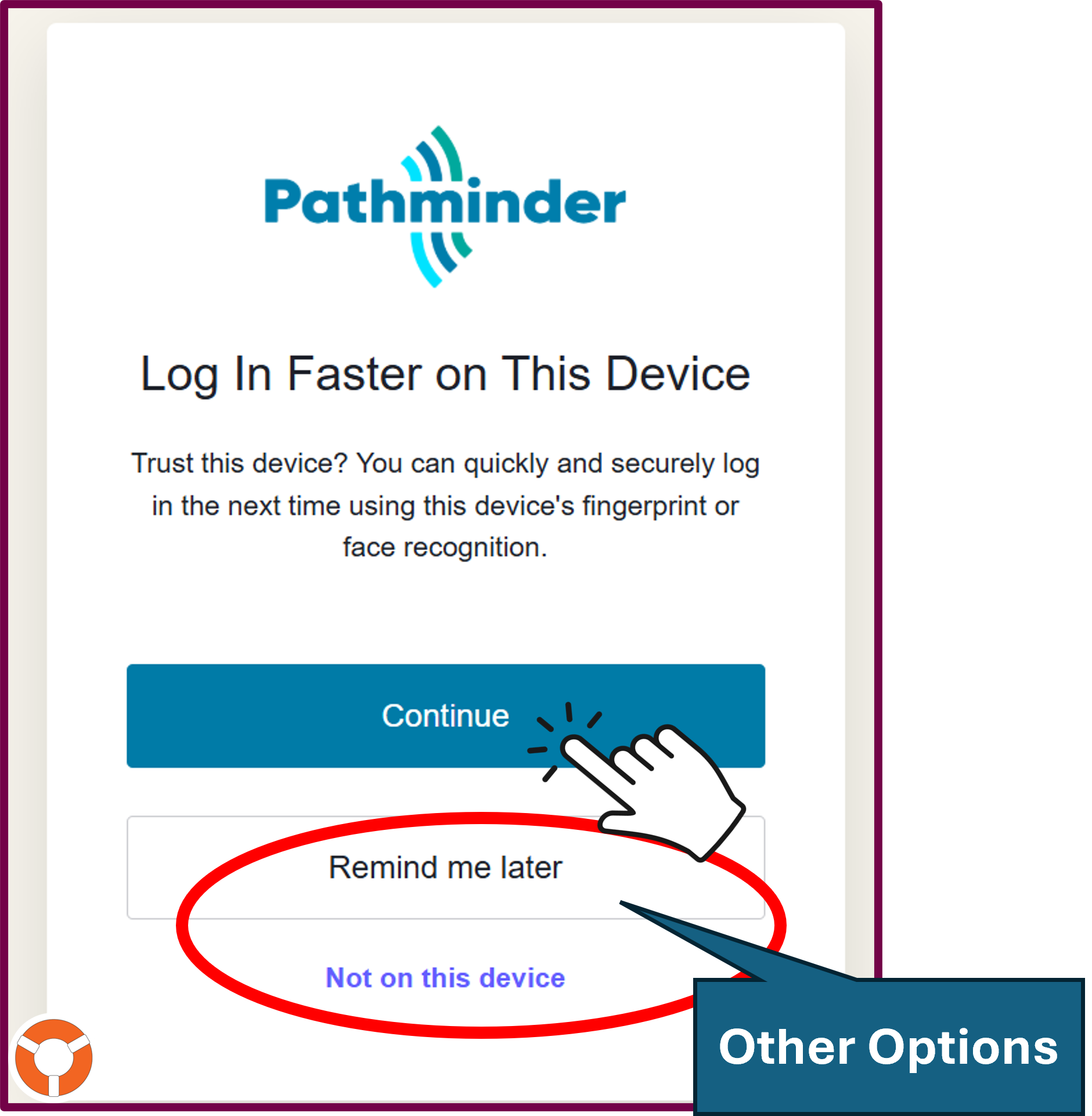 Log In Faster Option - LifeRing Secular Recovery LifeRing Verification Support | screenshot of quick login option