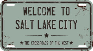 Welcome to Salt Lake City message on rusty license plate representing LifeRing Salt Lake City in-person meetings