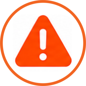 Orange warning triangle with a white exclamation mark, indicating caution or alert
